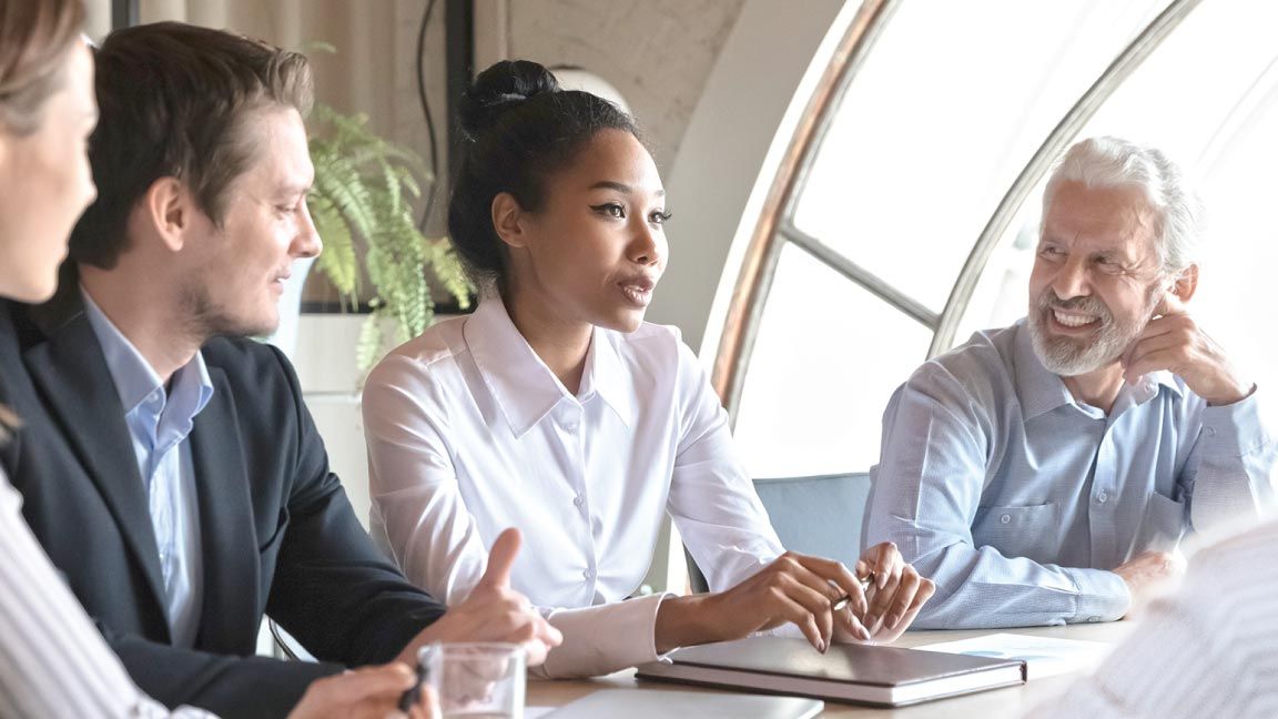 a diverse group discusses an issue