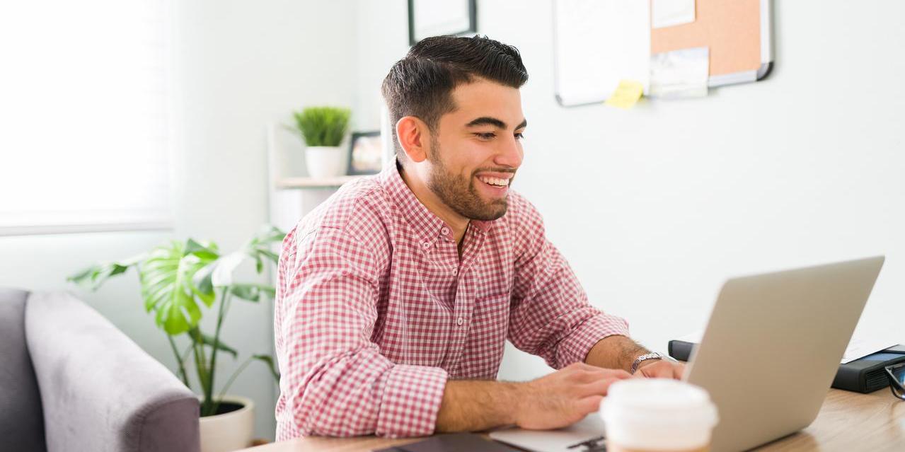 man taking Becker's simulated CPA exam