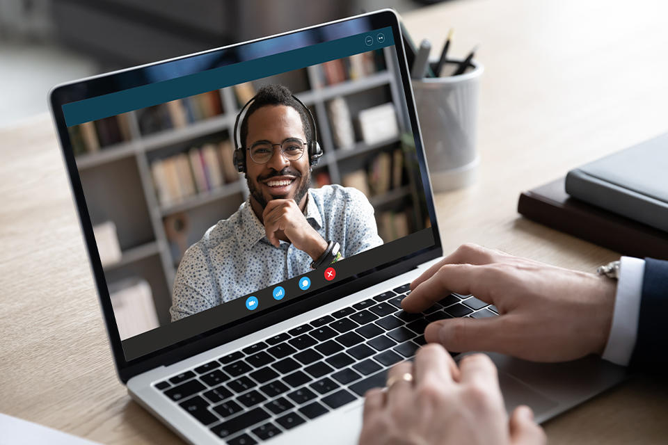 man on computer screen