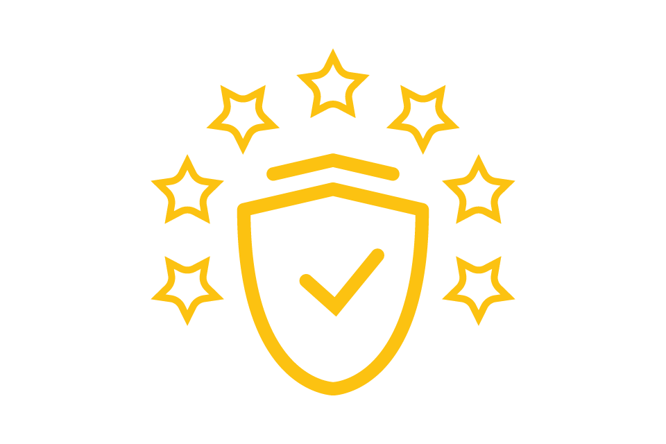 icon shield with stars and checkmark