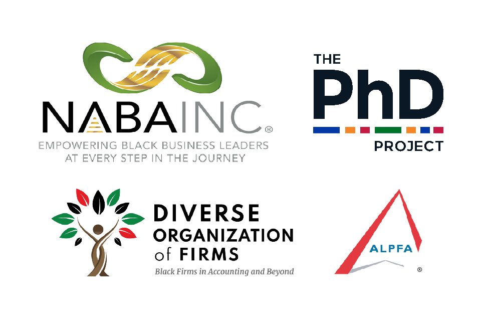Logos for NABA, INC. , Diverse organization of Firms, The PhD project, and ALPFA