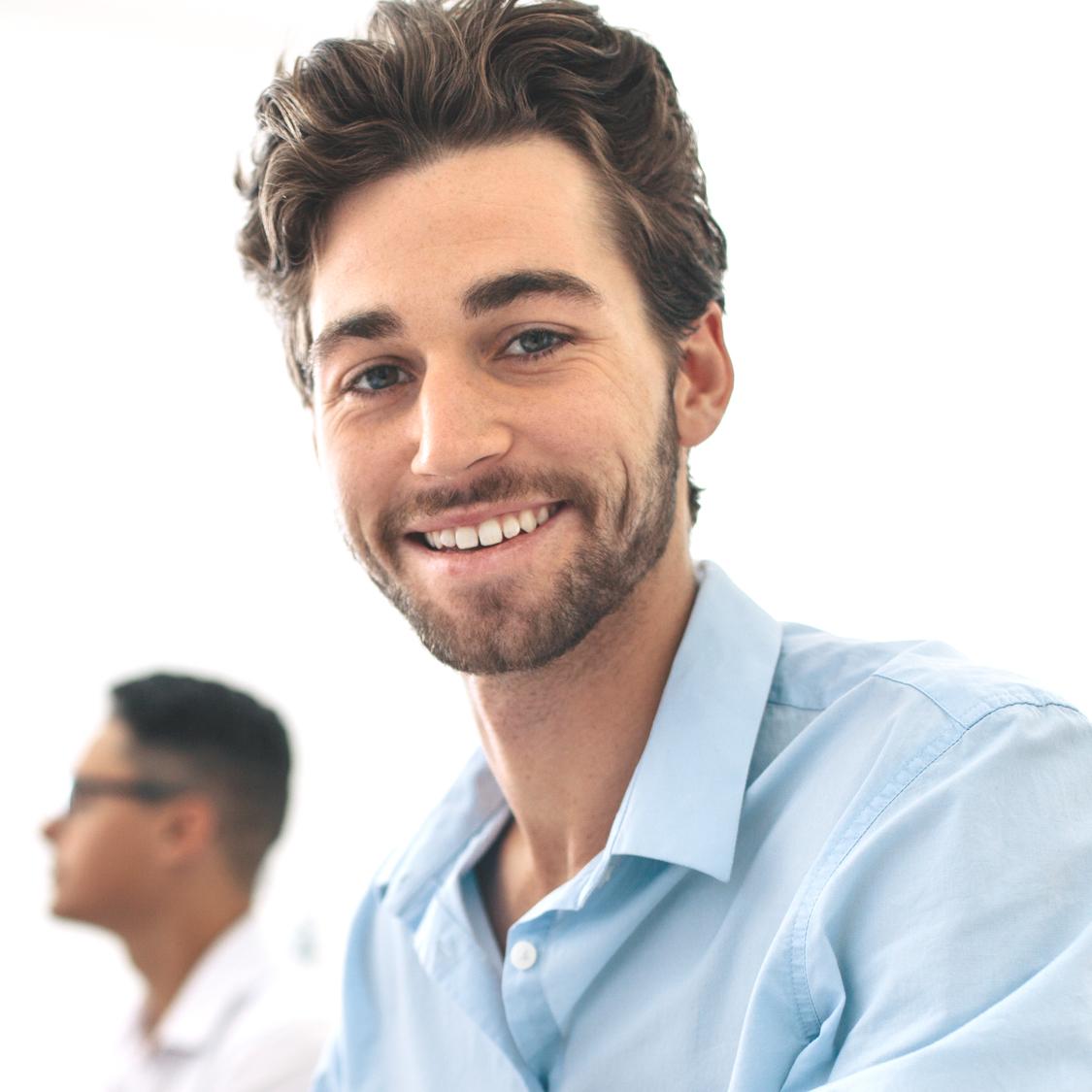 Man confidently preparing for exam