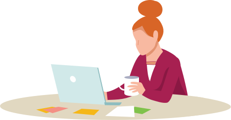Girl working on laptop illustration