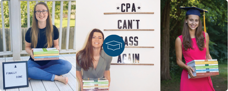 CPA Exam students holding books