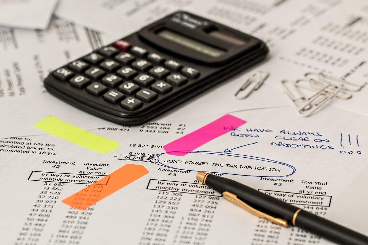 Calculator on top of annotated tax forms