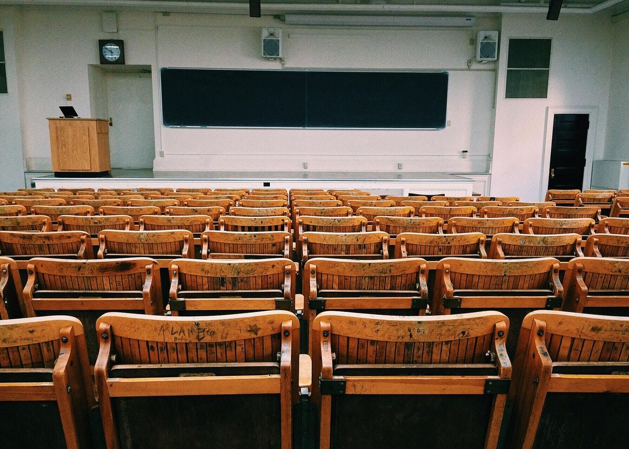 Chairs in front of blackboard