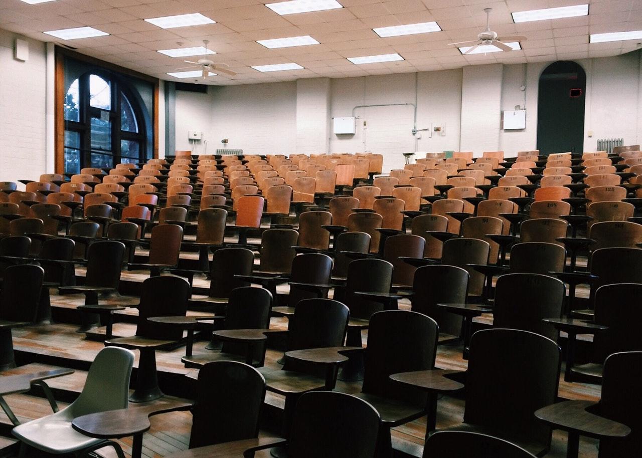 Lecture hall with empty chairs