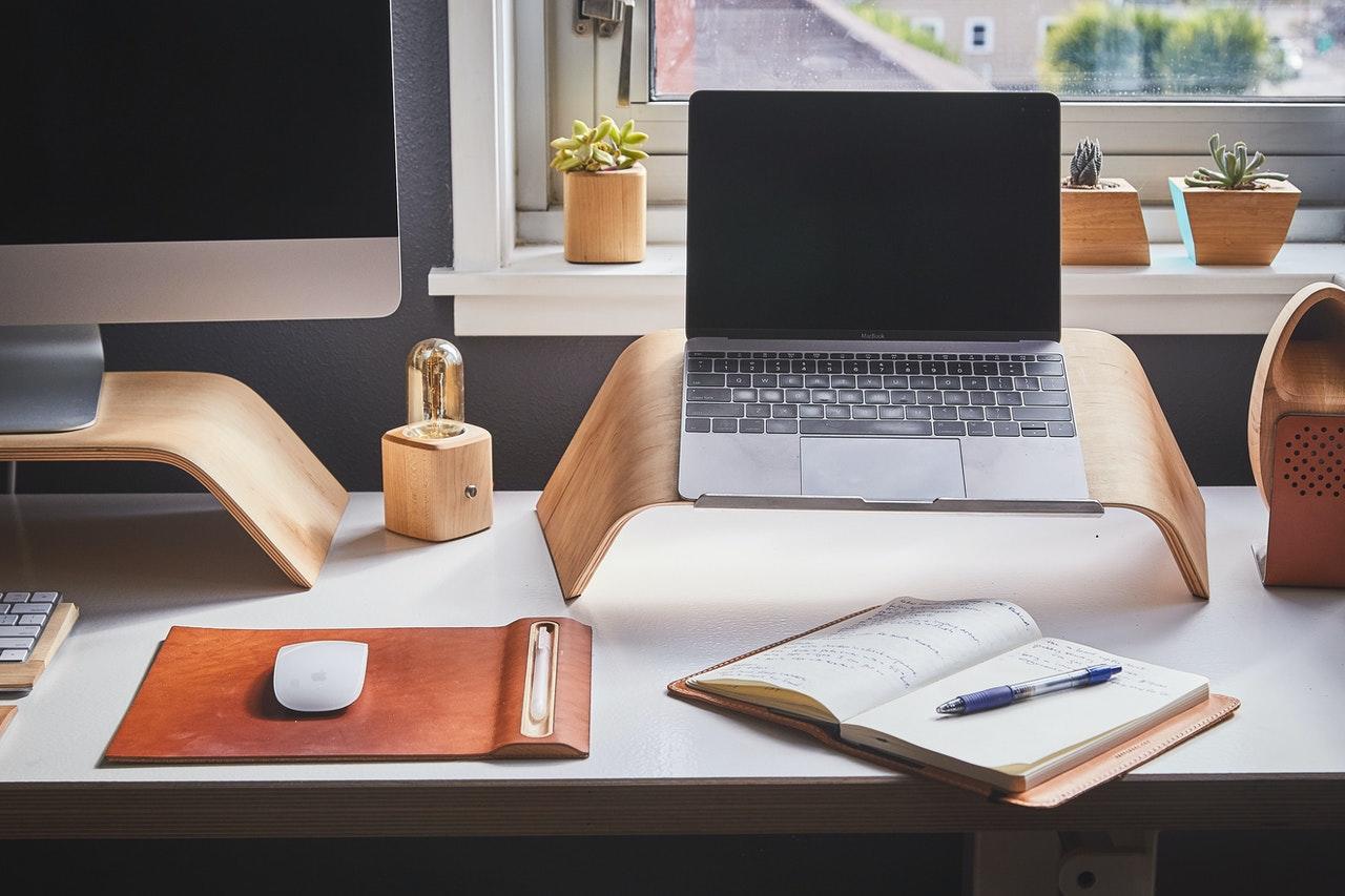 Desk with laptop