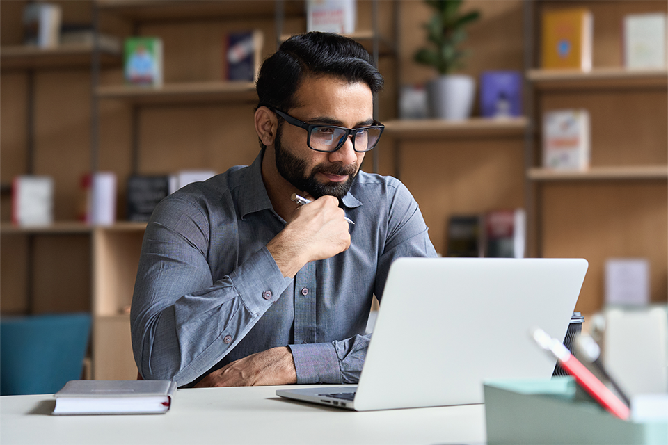 Man working at a laptop