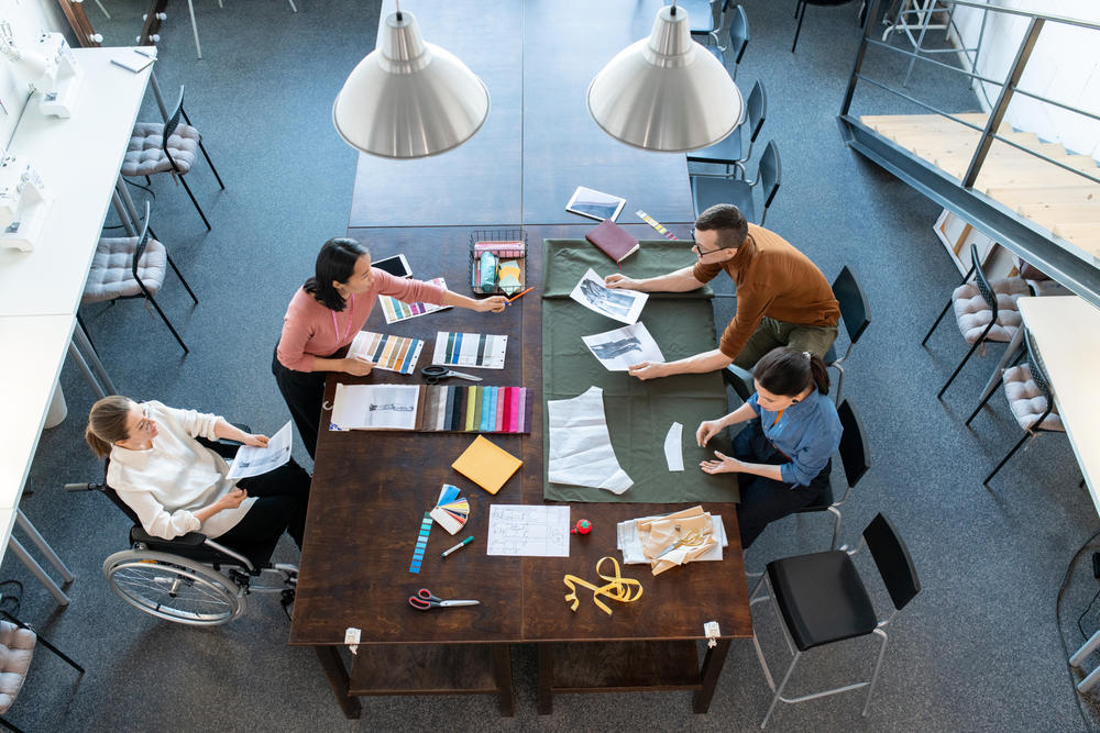 coworkers brainstorming at a conference table