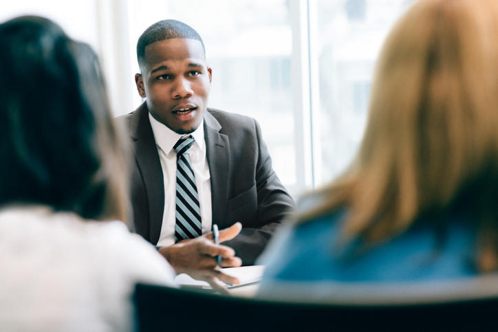 professional person talking in an interview