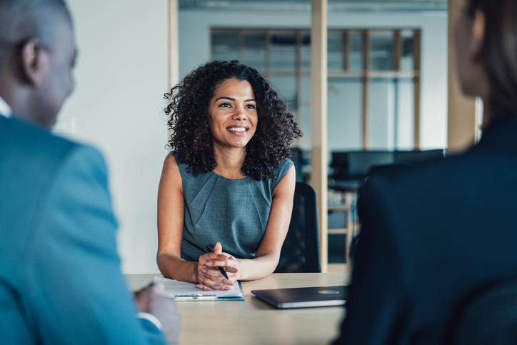 person sitting in a job interview