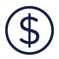 Icon of a dollar sign in a circle illustration