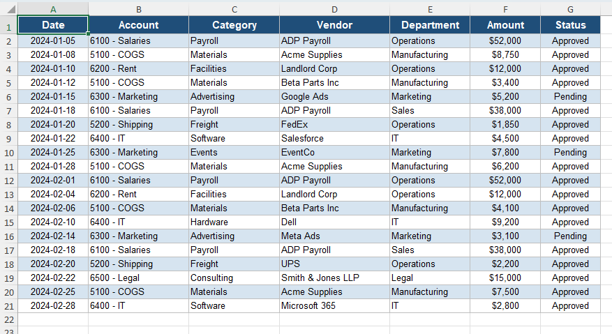 Excel file
